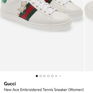 Gucci White Sneakers with Green and Red Accents